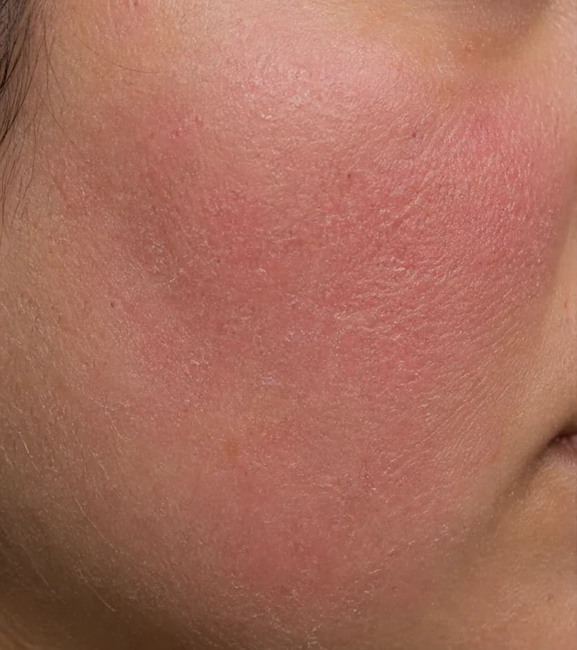 Redness and dehydration — before