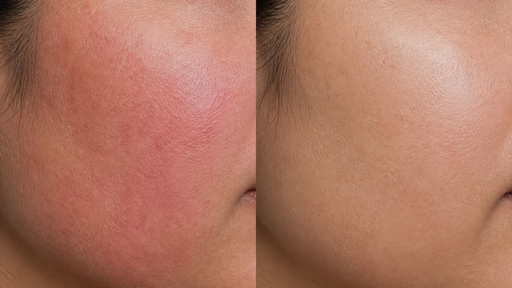 Reactive redness before-and-after pair